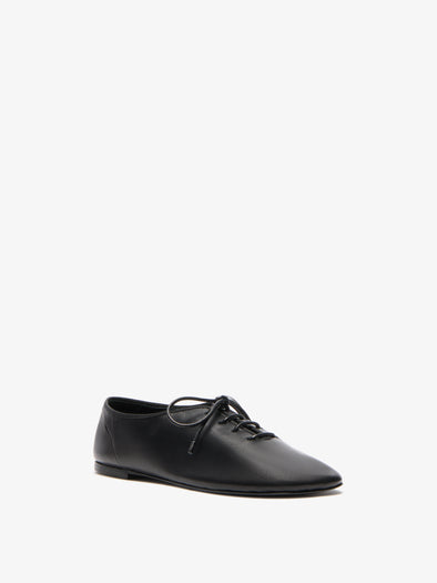 Proenza Schouler 3/4 Front image of Glove Lace Up Flats in Nappa in Black