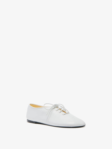 Proenza Schouler 3/4 Front image of Glove Lace Up Flats in Nappa in White