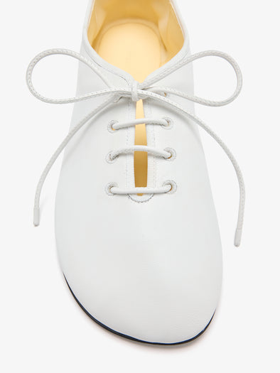 Detail image of Glove Lace Up Flats in Nappa in White