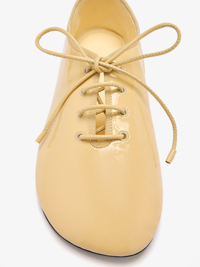 Detail image of Glove Lace Up Flats in Nappa in Birch