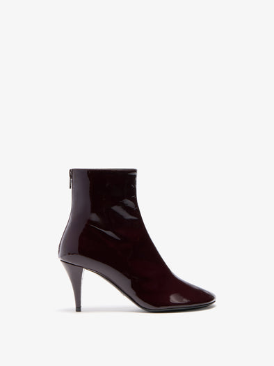 Proenza Schouler Front image of Glove Ankle Boots in Soft Patent in Currant