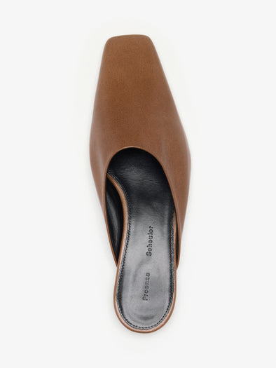 Proenza Schouler Aerial image of Trap Slipper in Slick Calf in Warm Taupe