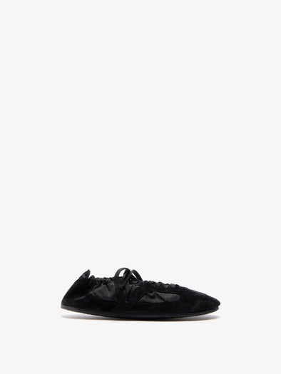 Proenza Schouler Front image of Soft Track Sneakers in Nylon Calfsuede Combo in Black