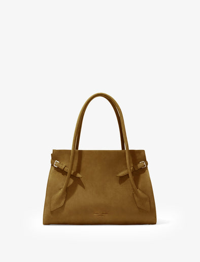 Proenza Schouler Front image of Small Tate Bag in Nubuck Calf in Tobacco