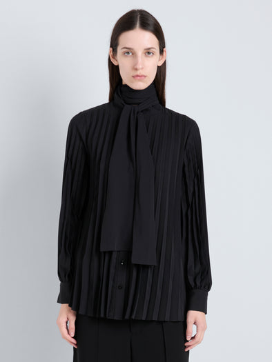 Proenza Schouler cropped front image of Soomin Top in Technical Crepe in black