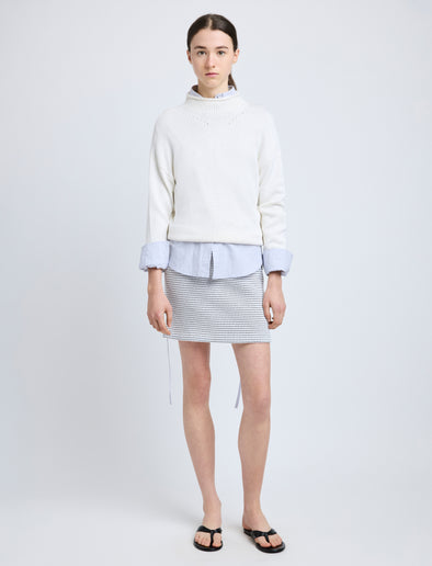 Proenza Schouler Front full length image of model wearing Lawson Skirt in Tweed in Off White