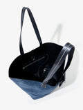 Interior image of Large Bedford Tote in Suede in navy/black