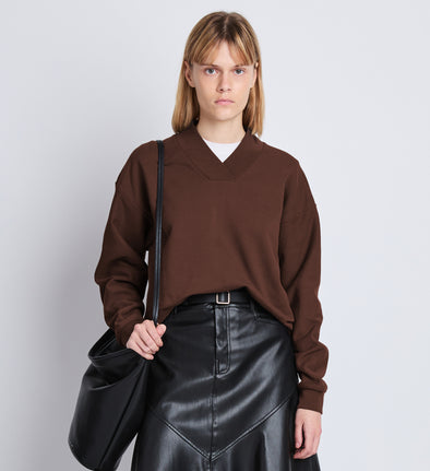 Cropped front image of Olivia Sweatshirt in mocha