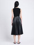 Back full length image of model wearing Hazel Top In Tweed in BLACK