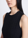 Detail image of model wearing Hazel Top In Tweed in BLACK