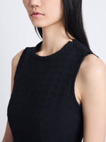 Detail image of model wearing Hazel Top In Tweed in BLACK