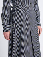 Detail image of Georgie Skirt in Striped Shirting in BLACK/PISTACHO