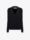 Still Life image of Elsie Top In Midweight Button Details Knits in BLACK