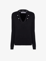 Still Life image of Elsie Top In Midweight Button Details Knits in BLACK