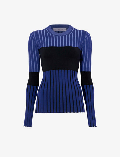 Still Life image of Peyton Shirt In Layering Ribs in NAVY MULTI