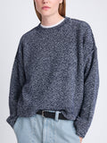 Detail image of model wearing Remy Sweater In Chunky Marl in DARK BLUE/ OFF WHITE