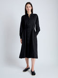 Front image of model wearing Nelson Dress in Crinkled Flou in BLACK