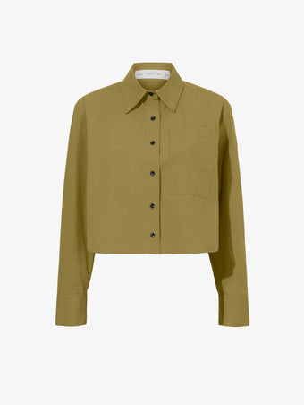 Still Life image of Alma Shirt in Peached Poplin in OLIVE