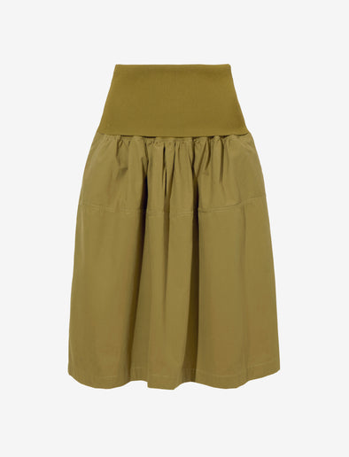 Still Life image of Olive Skirt in Peached Poplin in OLIVE