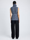 Proenza Schouler Back full length image of model wearing Ember Vest in Moulinex Knits in INK MELANGE