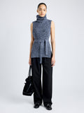 Proenza Schouler Front full length image of model wearing Ember Vest in Moulinex Knits in INK MELANGE