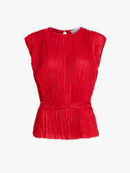 Proenza Schouler Still Life image of Lyra Top in Pleated Jersey in Dark Poppy