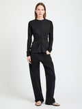 Proenza Schouler Front full length image of model wearing Heather Top in Twisted Rib in Black
