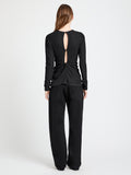 Proenza Schouler Back full length image of model wearing Heather Top in Twisted Rib in Black