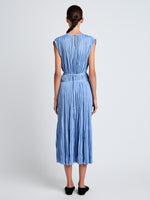 Proenza Schouler Back full length image of model wearing Rosalyn Skirt in Pleated Jersey in Pool