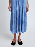 Proenza Schouler Detail image of model wearing Rosalyn Skirt in Pleated Jersey in Pool
