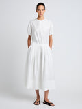 Proenza Schouler Front full length image of model wearing Austin Skirt In Cotton Sateen in White