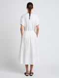 Proenza Schouler Back full length image of model wearing Austin Skirt In Cotton Sateen in White