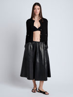 Proenza Schouler Front full length image of model wearing Cece Skirt in Lightweight Nappa in Black