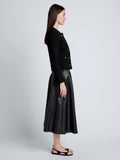 Proenza Schouler Side full length image of model wearing Cece Skirt in Lightweight Nappa in Black