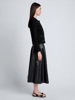 Proenza Schouler Side full length image of model wearing Cece Skirt in Lightweight Nappa in Black