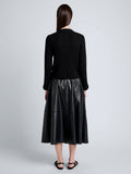 Proenza Schouler Back full length image of model wearing Cece Skirt in Lightweight Nappa in Black