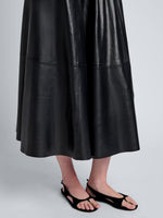Proenza Schouler Detail image of model wearing Cece Skirt in Lightweight Nappa in Black