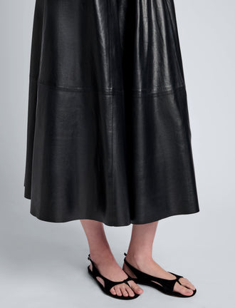 Proenza Schouler Detail image of model wearing Cece Skirt in Lightweight Nappa in Black