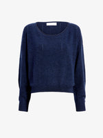 Proenza Schouler Still Life image of Conley Knit Sweater in Lightweight Merino in Navy Melange