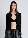 Proenza Schouler Front cropped image of model wearing Wilson Knit Jacket in Dry Rib in Black