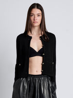 Proenza Schouler Front cropped image of model wearing Wilson Knit Jacket in Dry Rib in Black