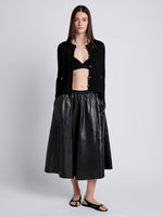 Proenza Schouler Front full length image of model wearing Wilson Knit Jacket in Dry Rib in Black