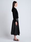 Proenza Schouler Side full length image of model wearing Wilson Knit Jacket in Dry Rib in Black