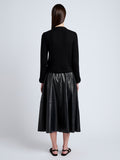 Proenza Schouler Back full length image of model wearing Wilson Knit Jacket in Dry Rib in Black