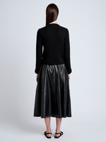 Proenza Schouler Back full length image of model wearing Wilson Knit Jacket in Dry Rib in Black