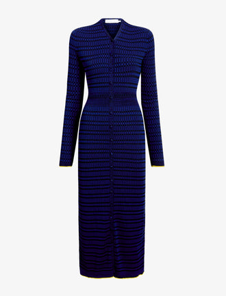 Proenza Schouler flat image of Ivanna Dress in Mirco Check in Ink/Black