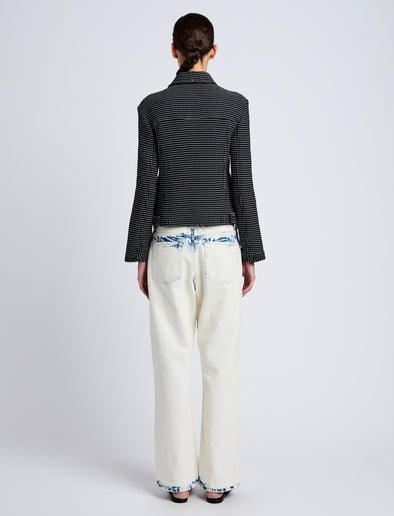 Proenza Schouler Back full length image of model wearing Osler Jacket in Tweed in Black