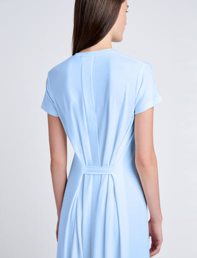 Proenza Schouler Detail image of model wearing Noelle Dress in Jersey in Light Oxford