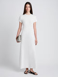 Proenza Schouler Front full length image of model wearing Noelle Dress in Jersey in Off White