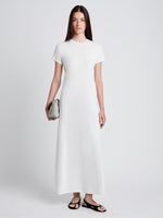 Proenza Schouler Front full length image of model wearing Noelle Dress in Jersey in Off White